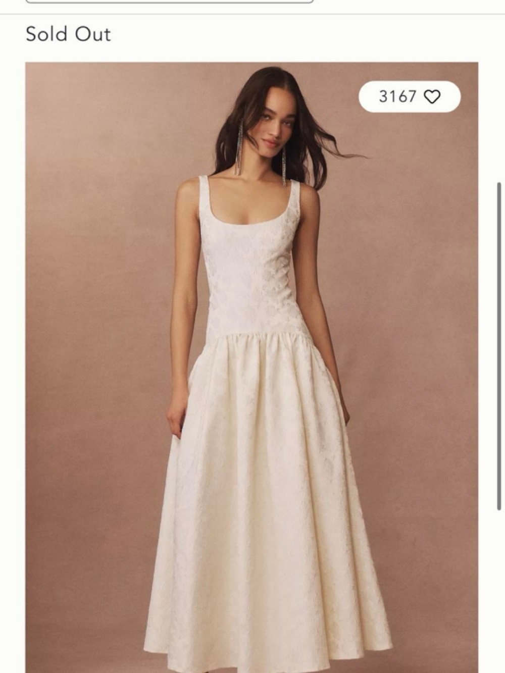 Anthropologie Ivory Scoop-Neck Textured Midi Dress